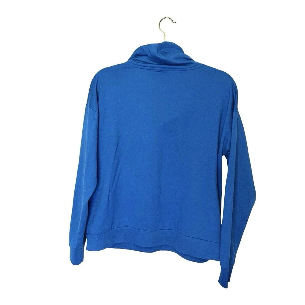 Michael Kors Blue Cropped Cowl Neck Sweatshirt Women’s Medium Drawstring Top